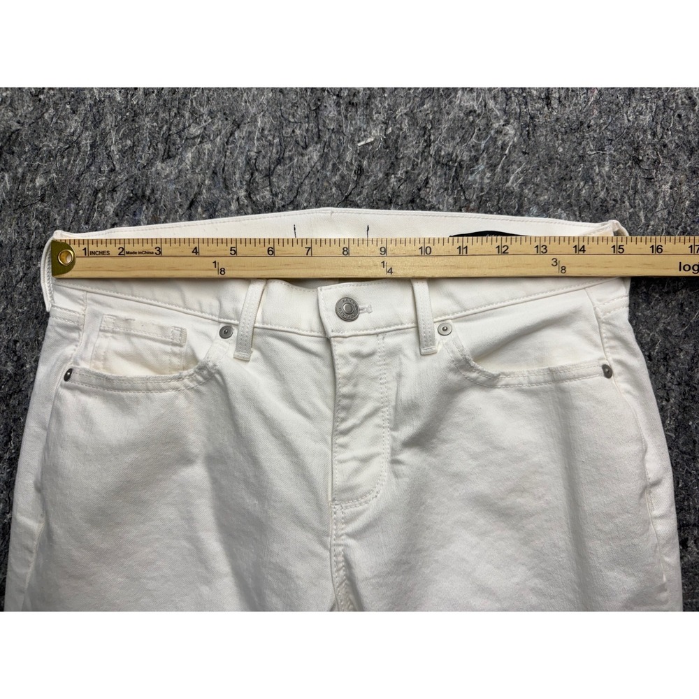 Gap Girlfriend Jeans White Raw Hem Stretch Denim Pants 28P Petite - Picture 7 of 11